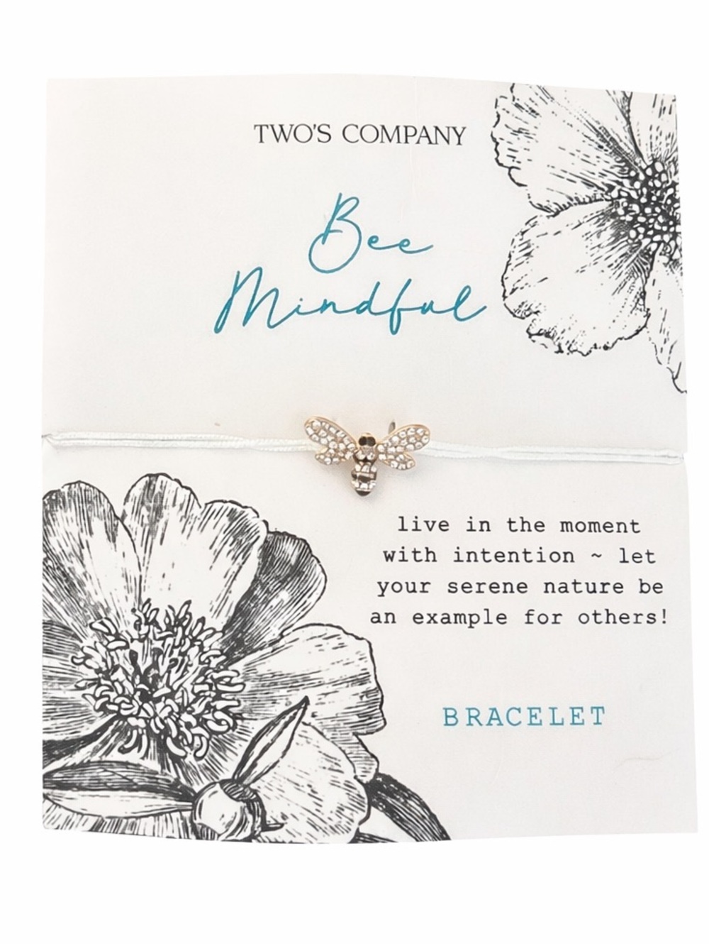Two's Company "Bee Mindful" bracelet crystal bee NWT